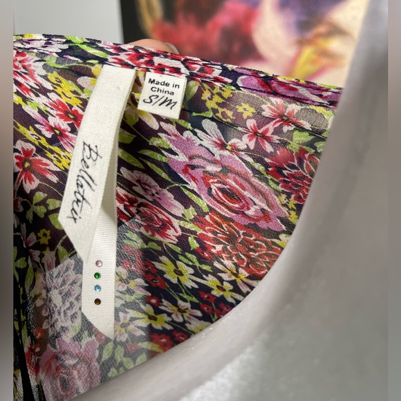 Bellatrix Anthropologie Long Floral 100% Silk Duster Kimono Boho Hippie S / M - Picture 5 of 7